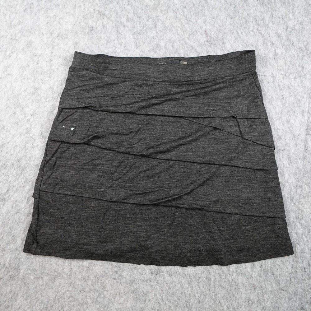 Prana Skirt Women Medium Charcoal Grey Leah Tiered Layered Mini Stretch